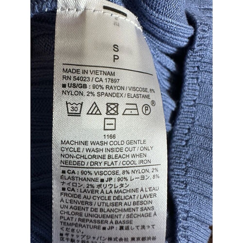 Banana Republic Women's Blue Ribbed Tank Top Size S Square Neck - Picture 6 of 6